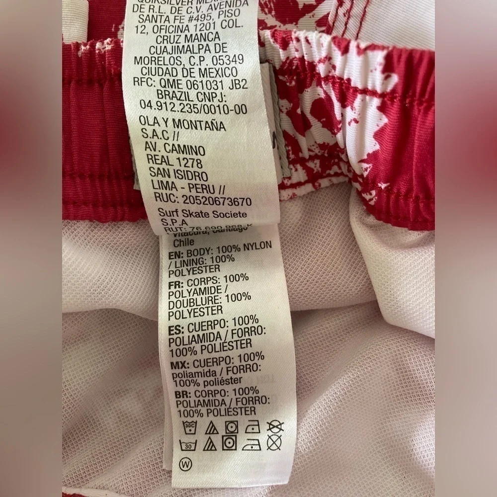 QUICKSILVER Waterman red pineapple swim trunks board shorts Medium lined - Picture 7 of 9